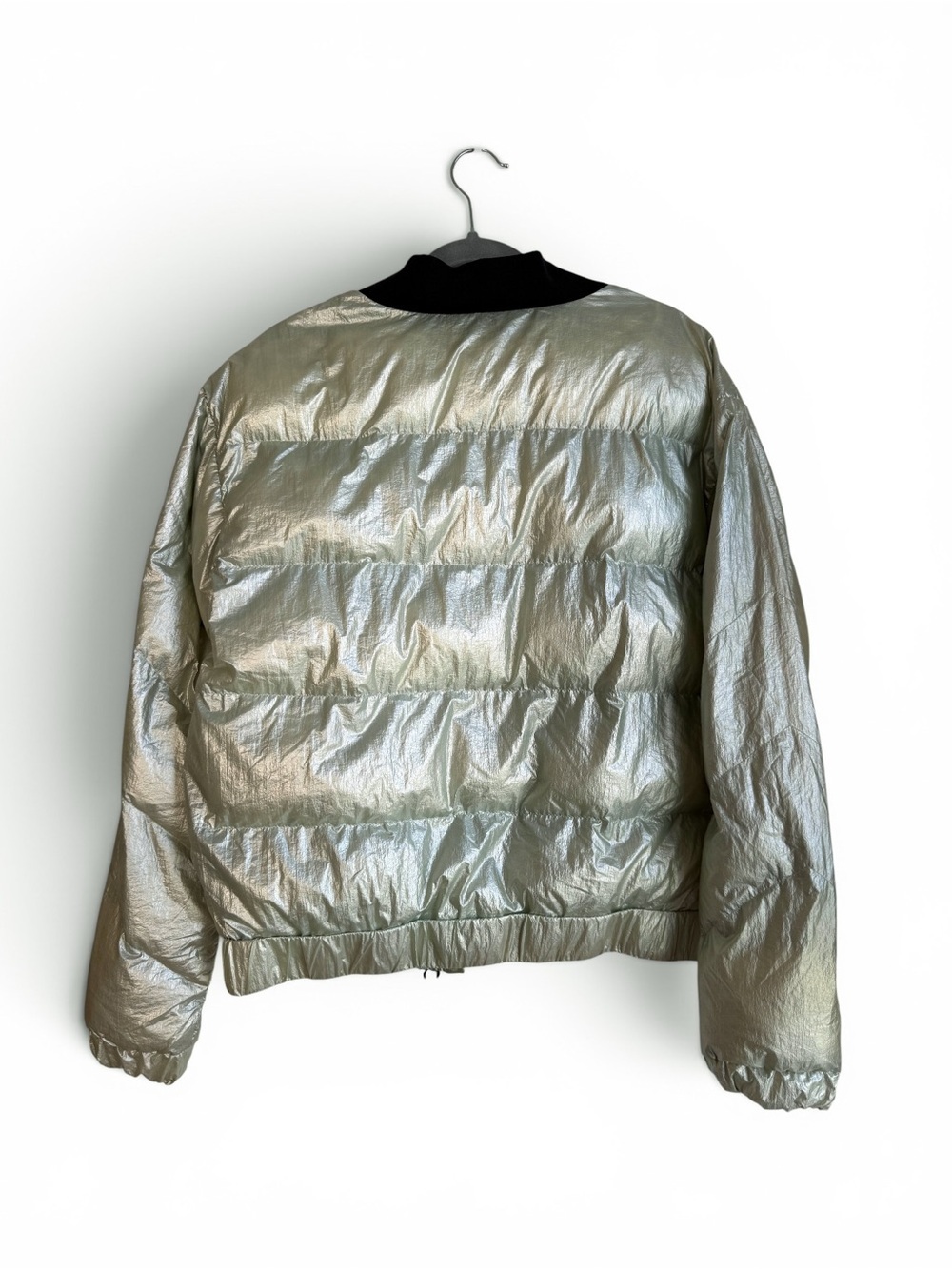 NOIZE Iridescent Metallic Puffer Bomber Jacket - Size M - Picture 3 of 8